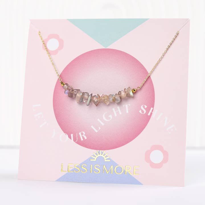 Labradorite Nugget Smile Necklace (Gold or Silver) for wholesale by Less is More