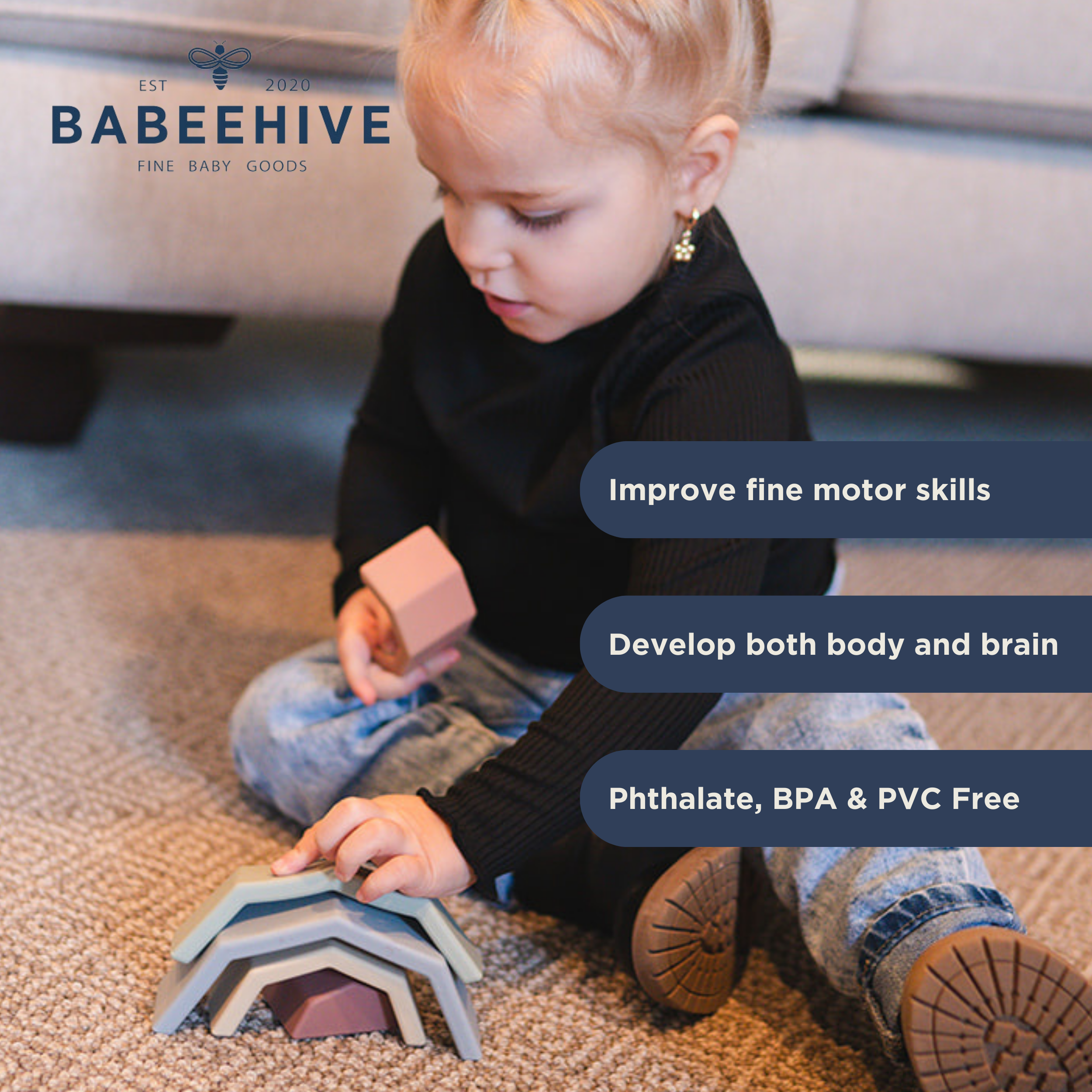 Babeehive Goods – wholesale Stacking rings game – Baby – Rainbow Stacking Toy2