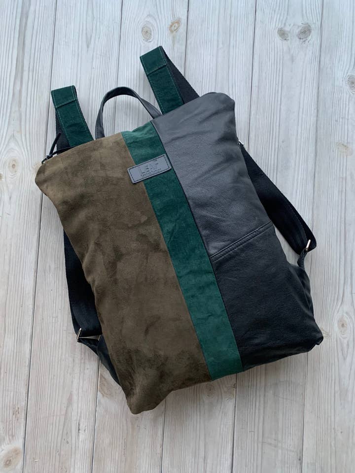 Very Light Black Leather Backpack, Black Backpack for wholesale by LeaF