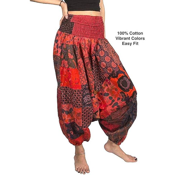 Cotton Harem Pants Boho Hippie Yoga Patch Print Casual Wear for wholesale by OMA - Eclectic Home