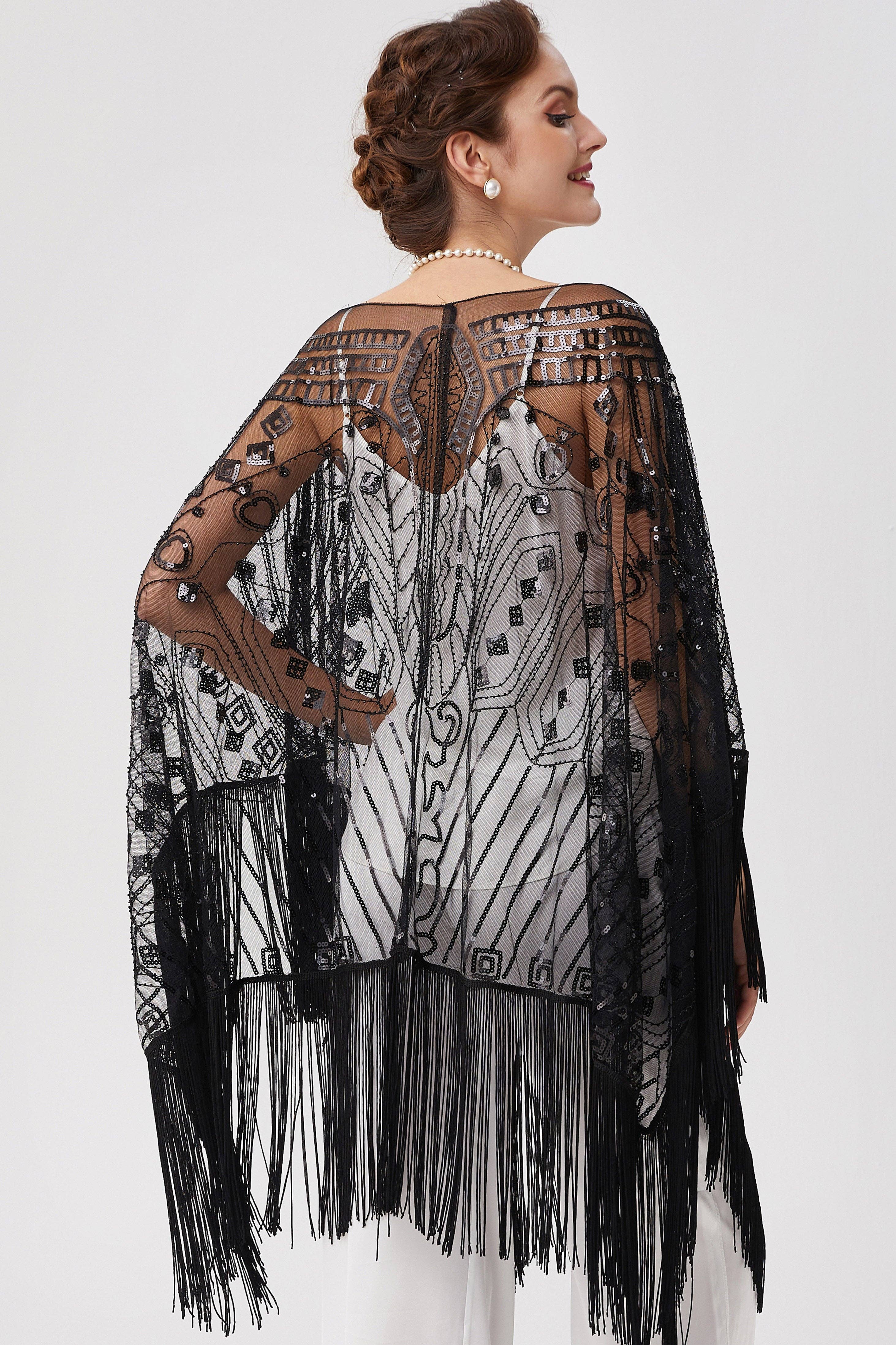 BABEYOND – wholesale Wrap – Women's – 1920s Knee Length Fringed Shawl11