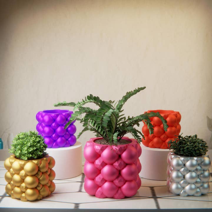 Retro Layers – Großhandel Blumentopf – Retro-Blumentopf mit Bubble Gem, Design Space Age