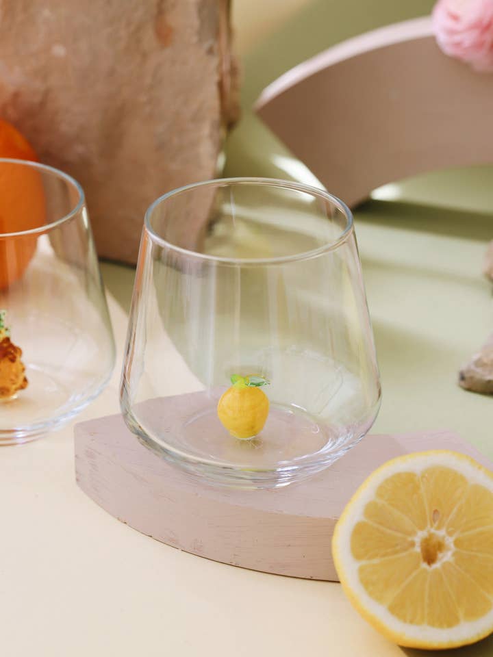 Lemon Figurine Drinking Glass for wholesale by MINIZOOUSA