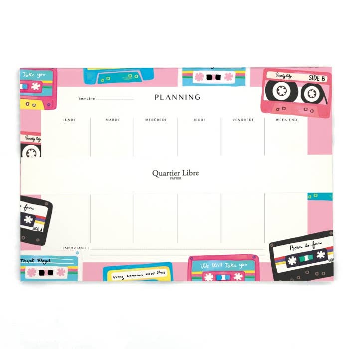Quartier Libre Papier - Vente Blocs-notes - Planning Mix Tape Quartier Libre0