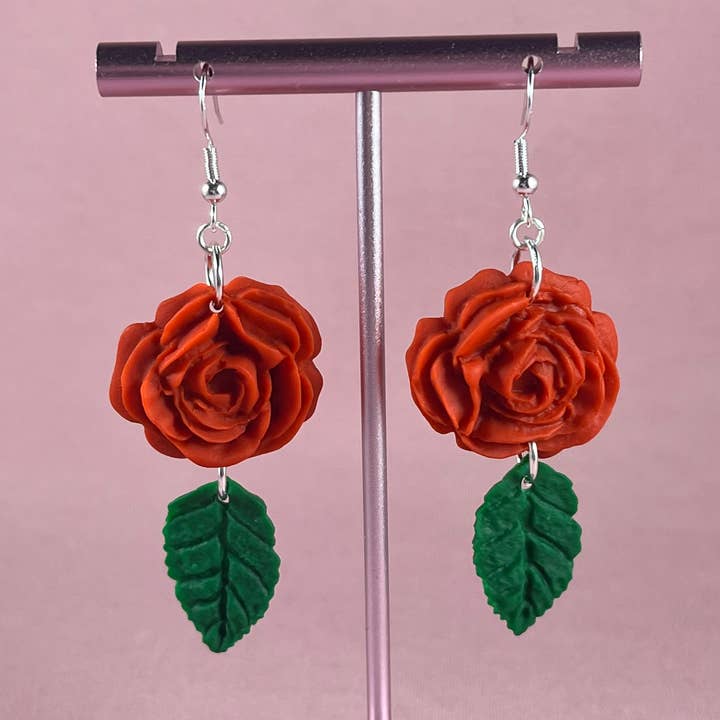 Rose Leaf Earrings for wholesale by Baked Cupcake