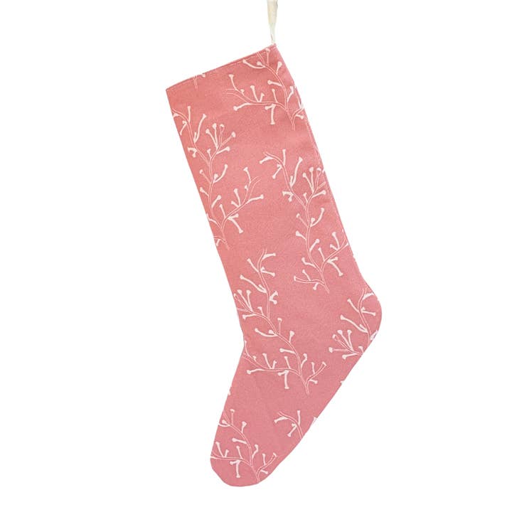 Rosemary Bright Holiday Stocking, Winter Coral for wholesale by Lola & Gaia