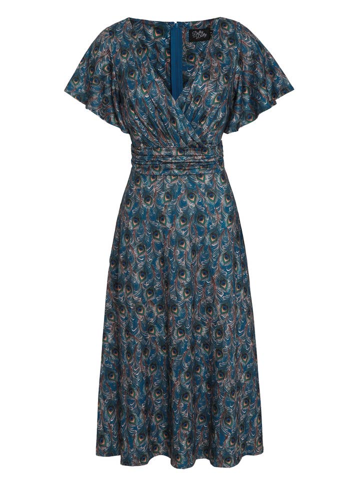 Dolly & Dotty - Wholesale Dress - Women's - Donna with Peacock Feather and Butterfly-Sleeved Dress2