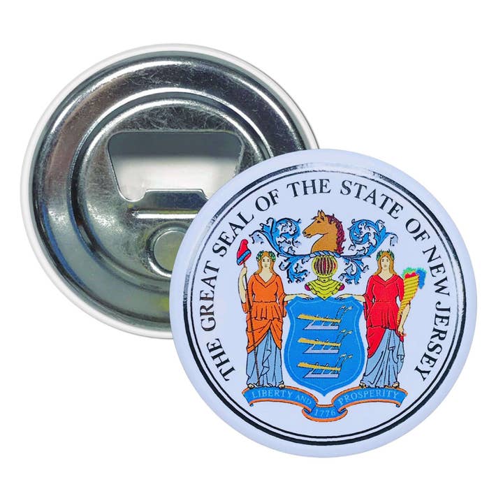 Bottle opener-magnet - State of New Jersey shield - USA for wholesale by Astur Pins