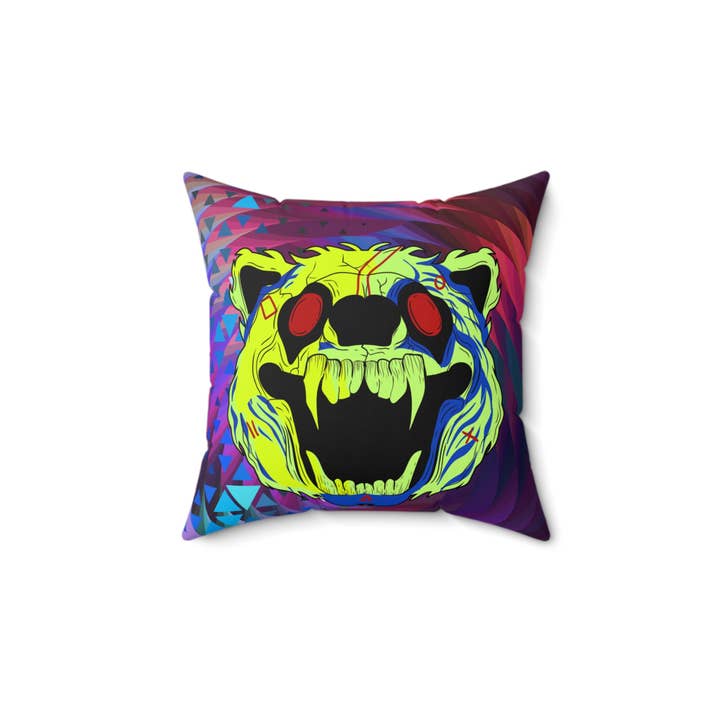 Coussin d'Art Ours Cyberpunk pour la vente par Pkleman Clothing & More