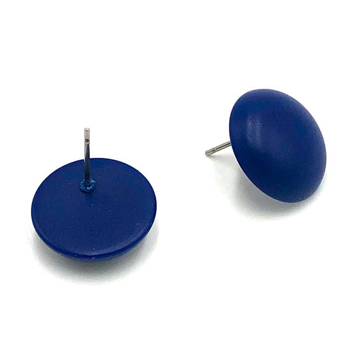 Marineblå Matte Retro Button Stud Øreringe for engroshandel hos Leetie Lovendale