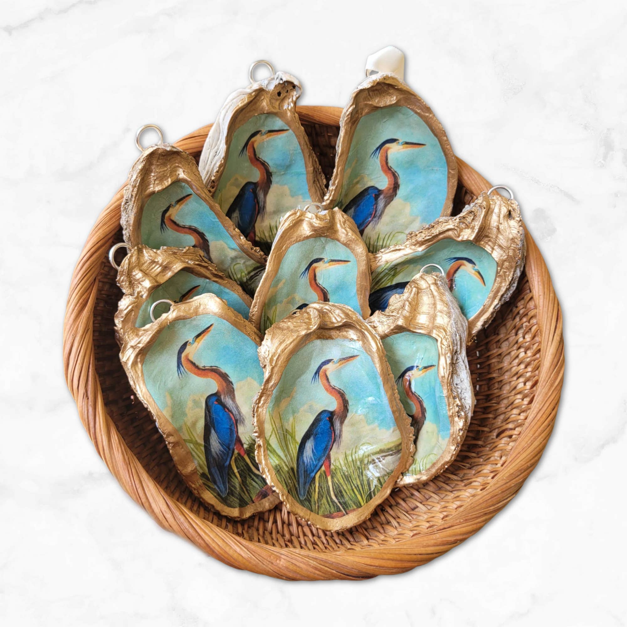 Beatrixbell Handcrafted - Wholesale Ornament - Blue Heron Ornament | Oyster Shell Wetland Wildlife Decor5