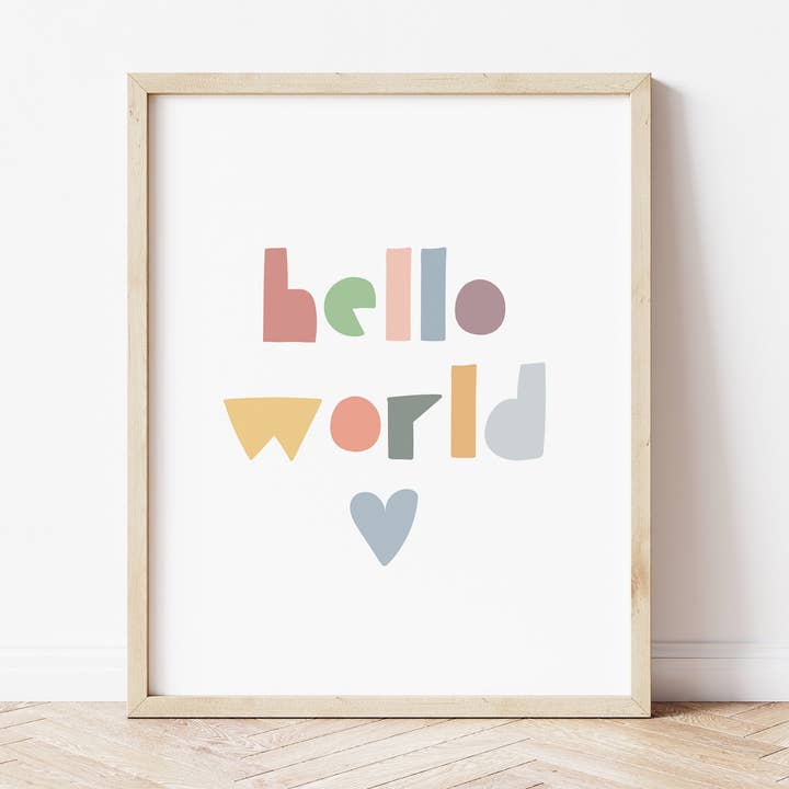 Hello World Print - muted for wholesale by The Little Jones