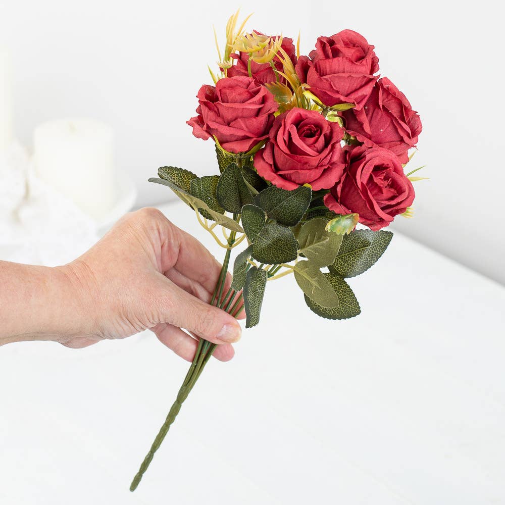 Factory Direct Craft - Wholesale Artificial Flowers - 13-inch Artificial Roses Nosegay Bush - Select Color6