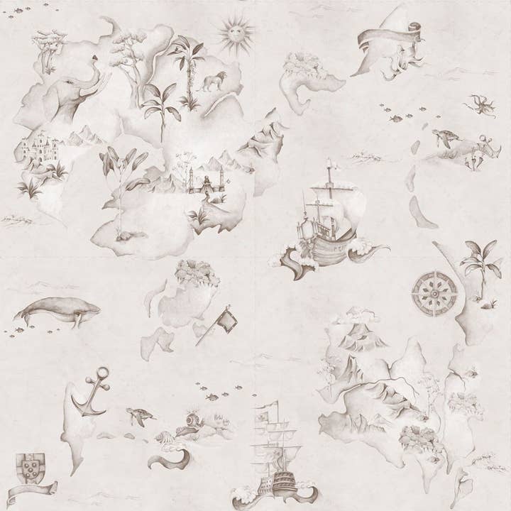 Map Stories From The Sea Sepia Wallpaper for wholesale by DEKORNIK