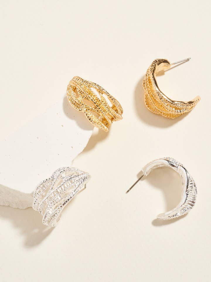 1.25 Inch Irregular Metal Hoop Earrings for wholesale by Designature New York