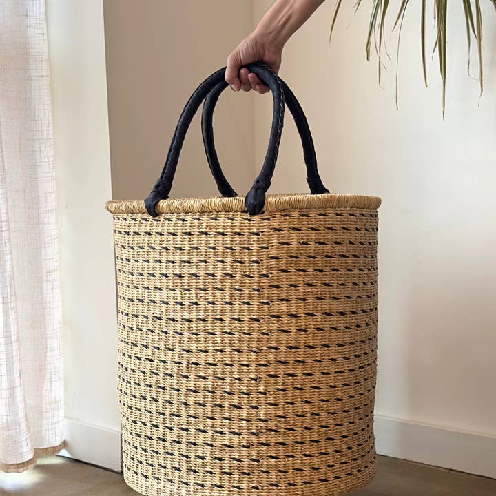 Mbare Home + Gift - Wholesale Basket - Hold Everything Hamper - Horizontal Black Dashes 1