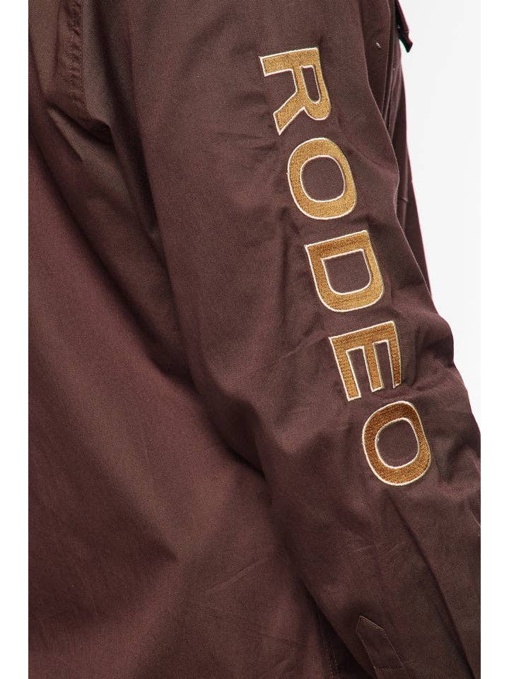 Rodeo Clothing - Wholesale Button Down Shirt - Men's - WESTERN RODEO EMBROIDERED SIGNATURE LOGO SHIRT-BROWN5