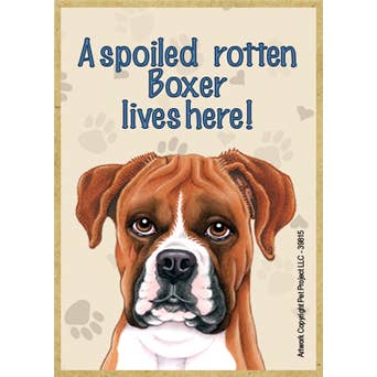 SJT Enterprises, Inc. - Wholesale Magnet - A spoiled rotten Boxer (uncropped ears) lives here!