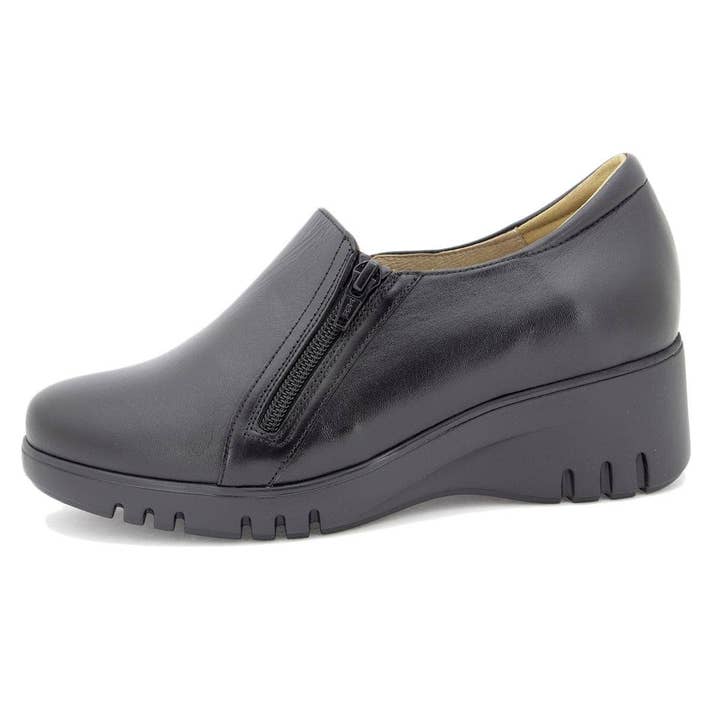 Zwarte Leren Enkellaars 245926 voor wholesale door PieSanto