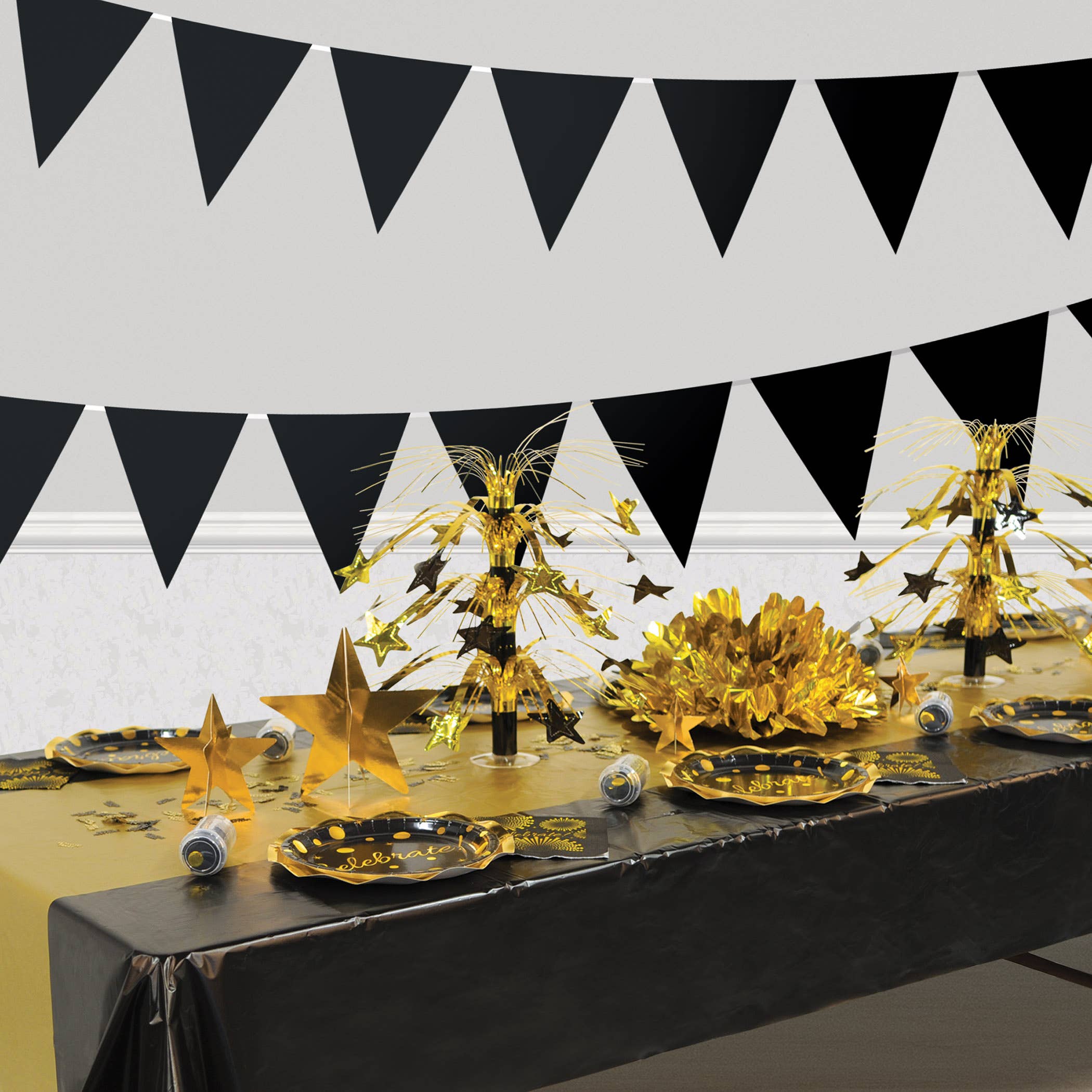 Beistle - Wholesale Party Sign/Banner - Black Pennant Banner. 11" x 12', all weather4