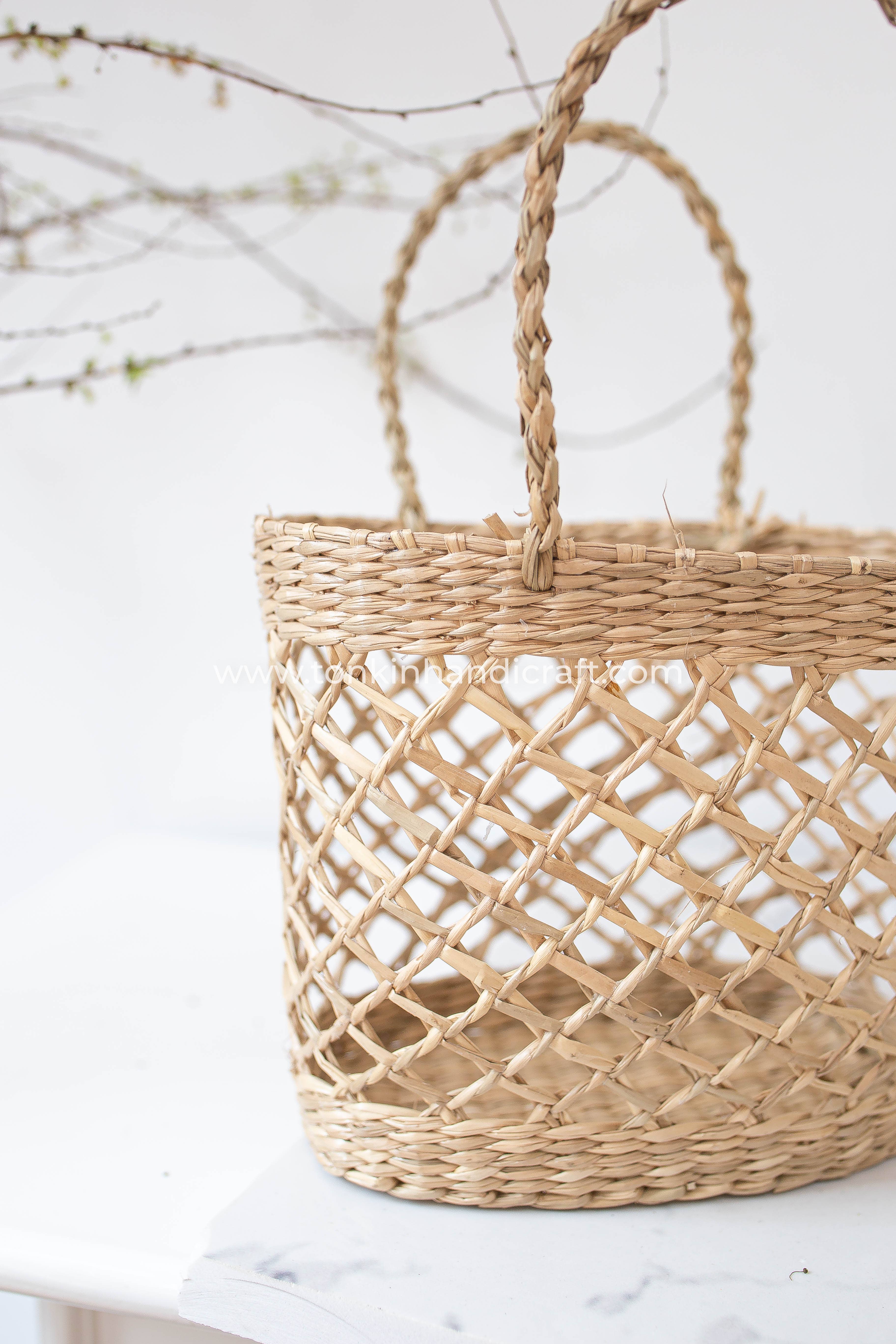 Tonkin Handicraft - Wholesale Mand - Kleine mand met handvat van zeegras2