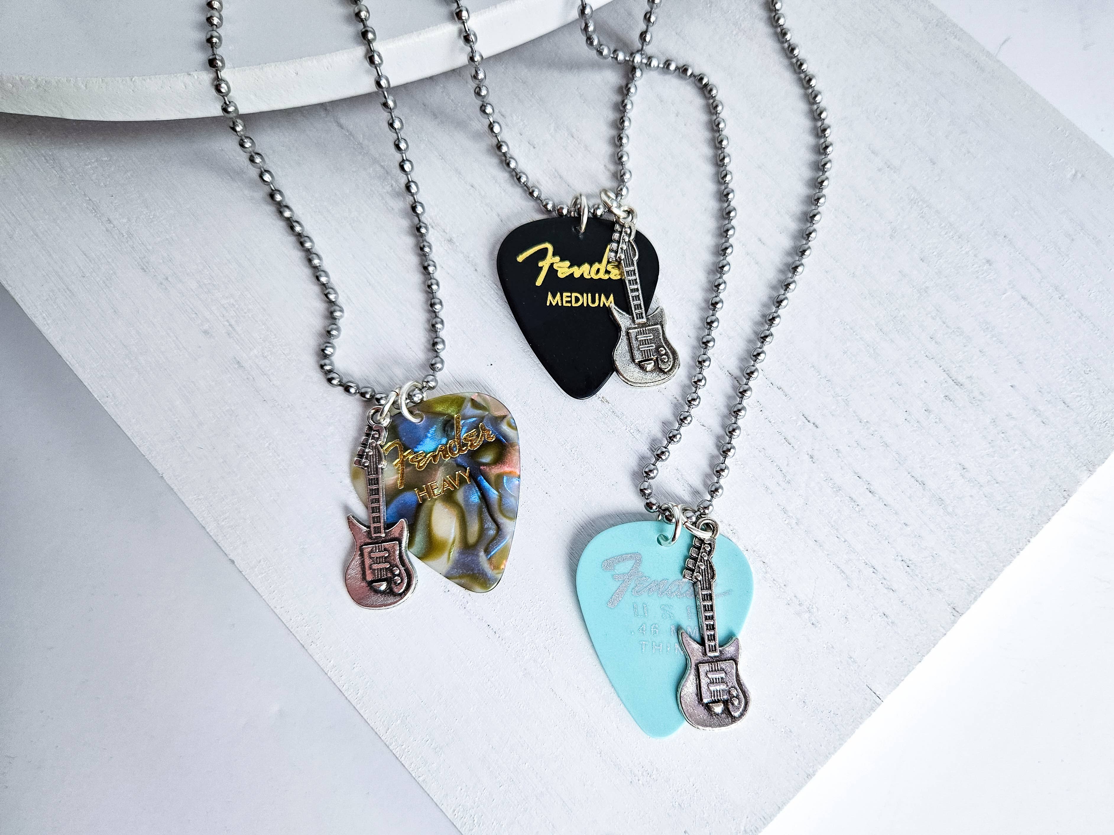 Meg's Recycled Guitar - Wholesale Pendant/Charm Necklace - GUITAR PICK CHARM NECKLACE - 13 COLORS5