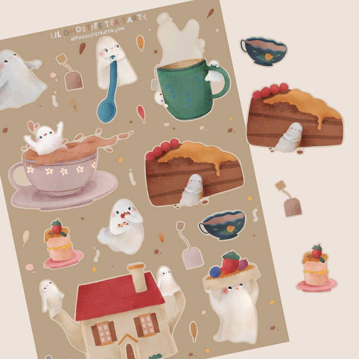 Hygge Spøgelser Klistermærkeark for engroshandel hos aPenas Illustrator