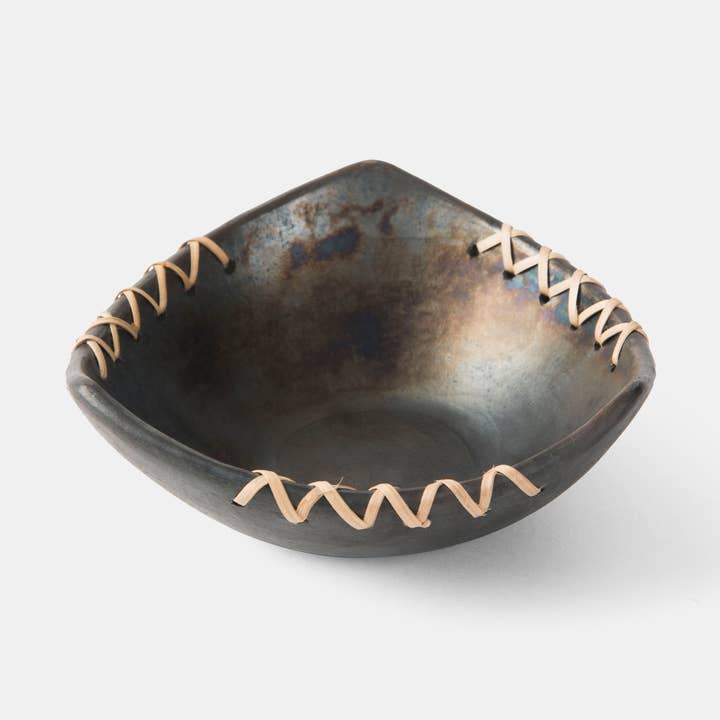 Longpi Trigonal Black Clay Nut Bowl for wholesale by Mela Artisans