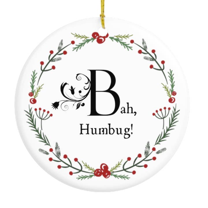 Dickens Christmas Bah Humbug Ornament for wholesale by Mary Kunz Goldman