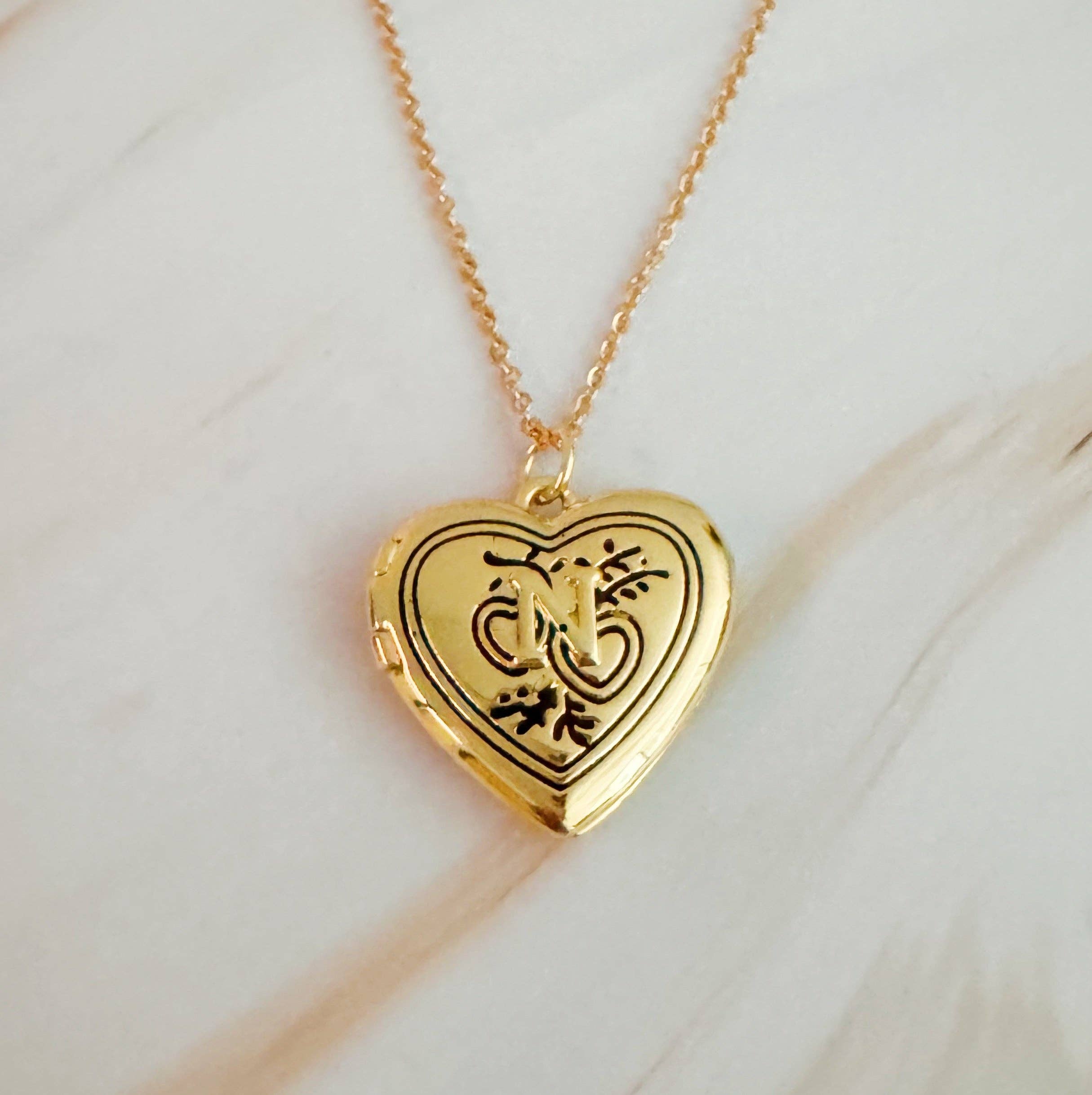 Ellison+Young - Wholesale Locket Necklace - Nostalgic Heart Initial Open Locket Necklace11