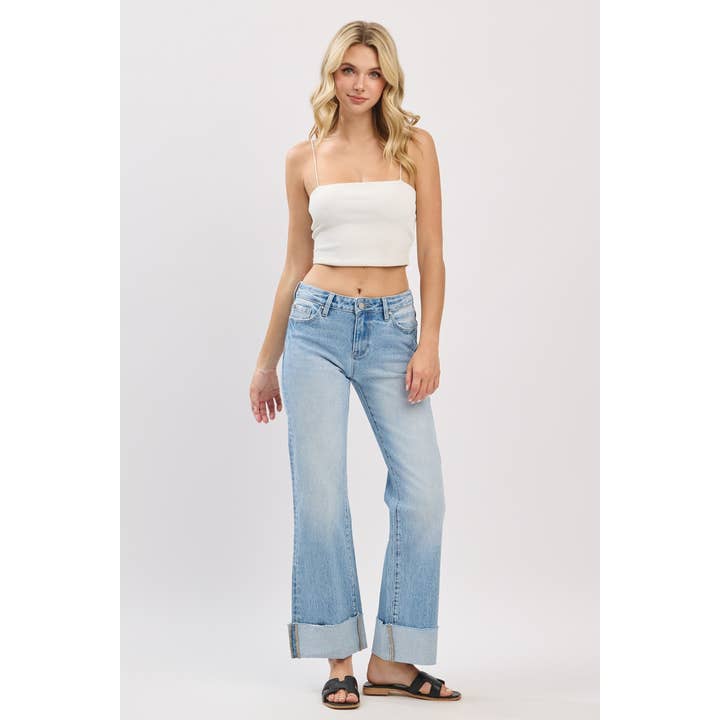 P1520F-LM CONFORT MI-HAUT RELAXÉ ÉVASÉ AVEC OURLET REPLIÉ pour la vente par Petra153