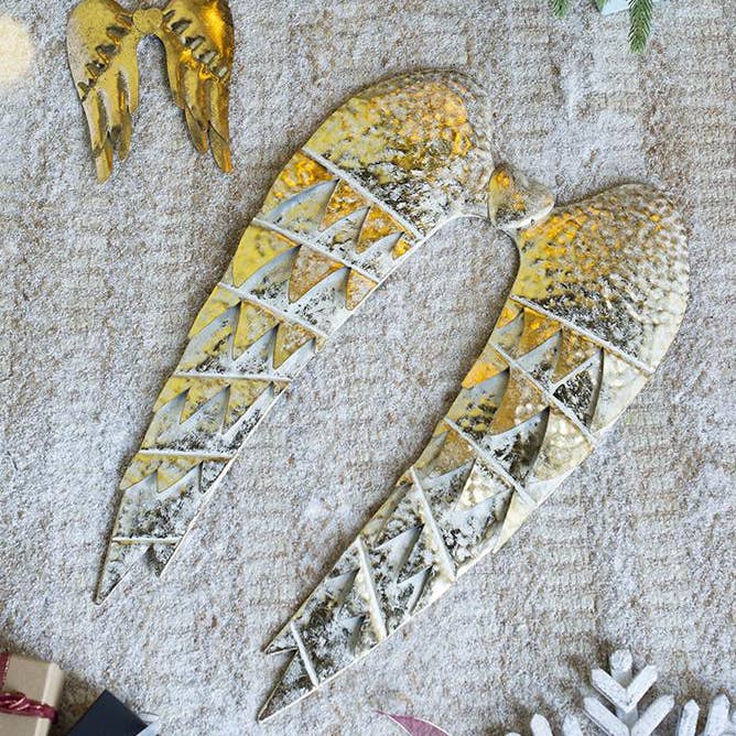 A&B Home Group Inc. - Wholesale Christmas Decoration - 15.7x1.5x24.5" Golden Angel Wings Ornament1
