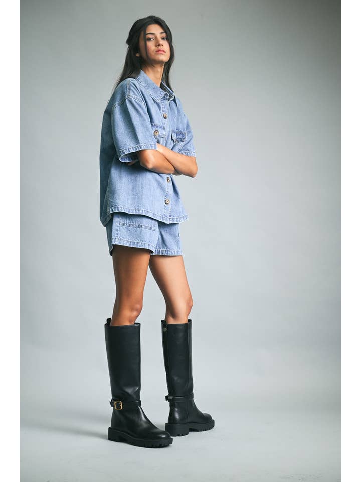 Wishlist Apparel - Vente Chemise – femme - CHEMISE EN JEAN À BOUTONS / WL25-11256T5