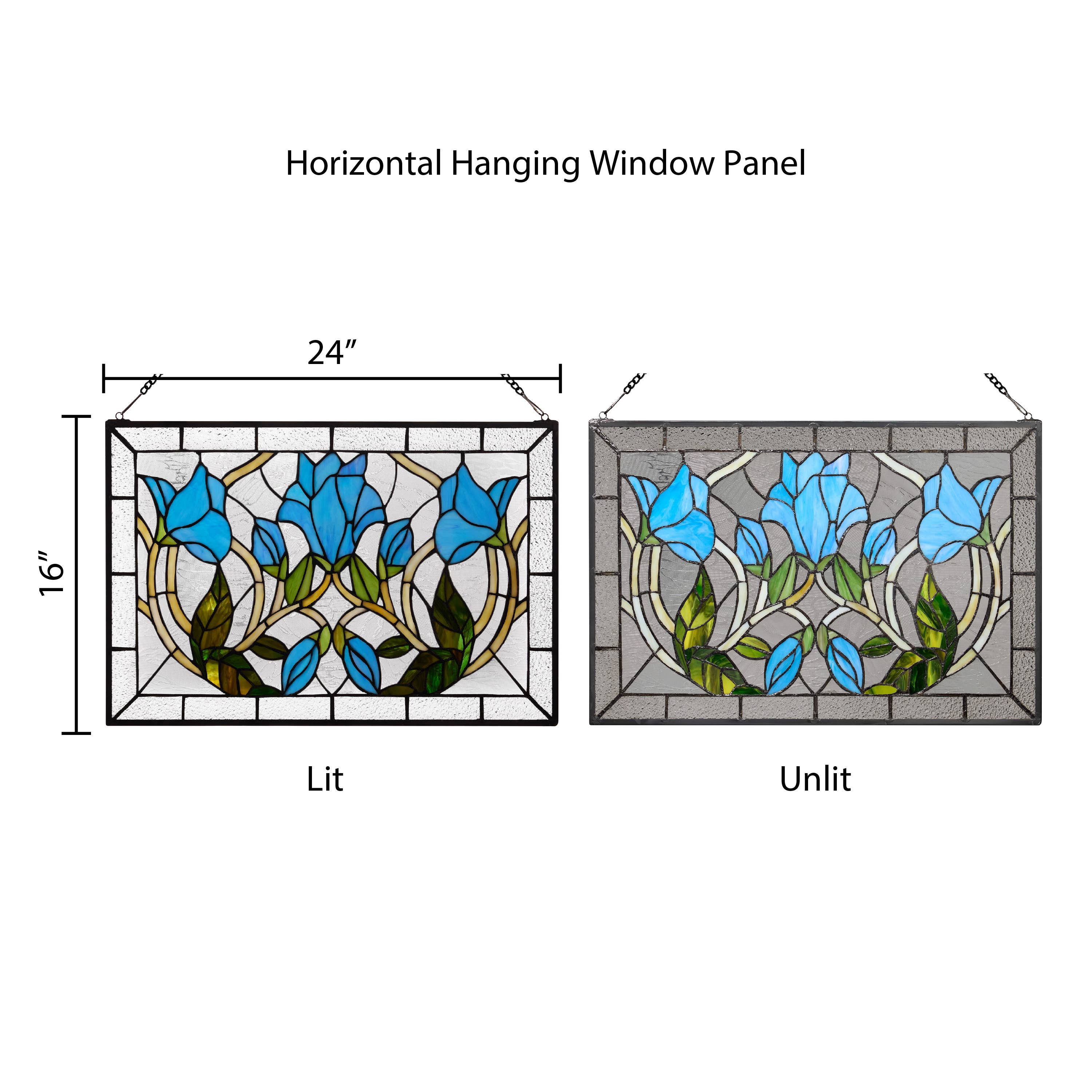 River of Goods - Wholesale Suncatcher - 24"W Floral Vine Tiffany-Style Stained Glass Window Panel2