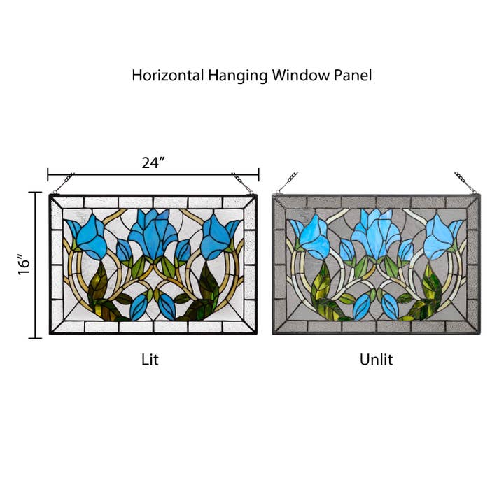 River of Goods - Wholesale Suncatcher - 24"W Floral Vine Tiffany-Style Stained Glass Window Panel2
