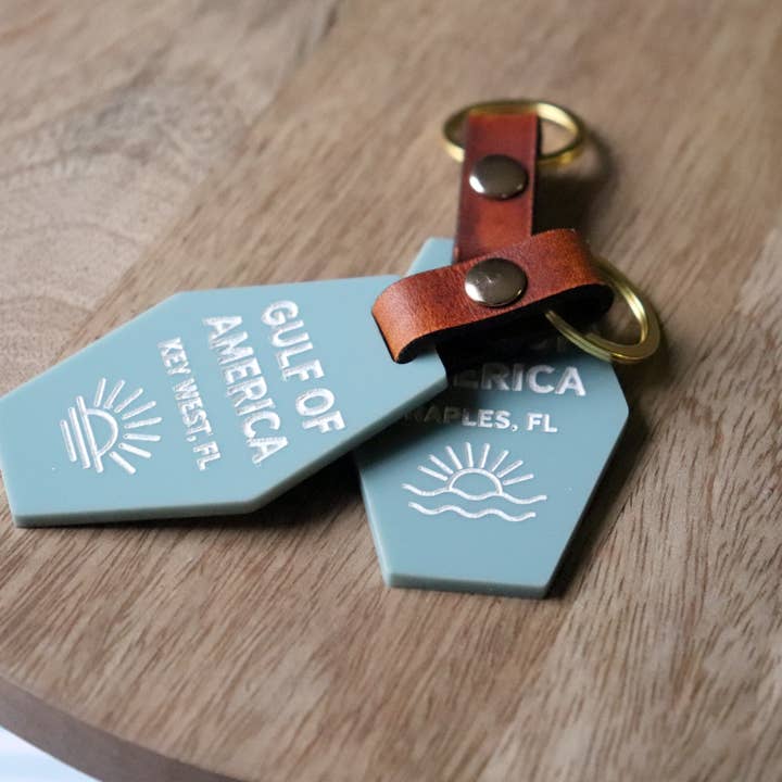 Florida Leather Co - Wholesale Keychain - Unisex - Gulf of America Keychain - Custom City and State