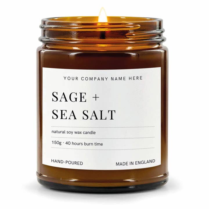 Candle Drop – wholesale Jar/filled candle – Label Style 5 | Wholesale White Label Soy Candle | Amber Jar3