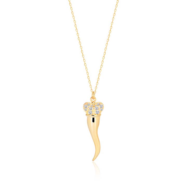 15-Cubic Zircon Italian Horn Sterling silver Necklace for wholesale by NYMAN JEWELERS