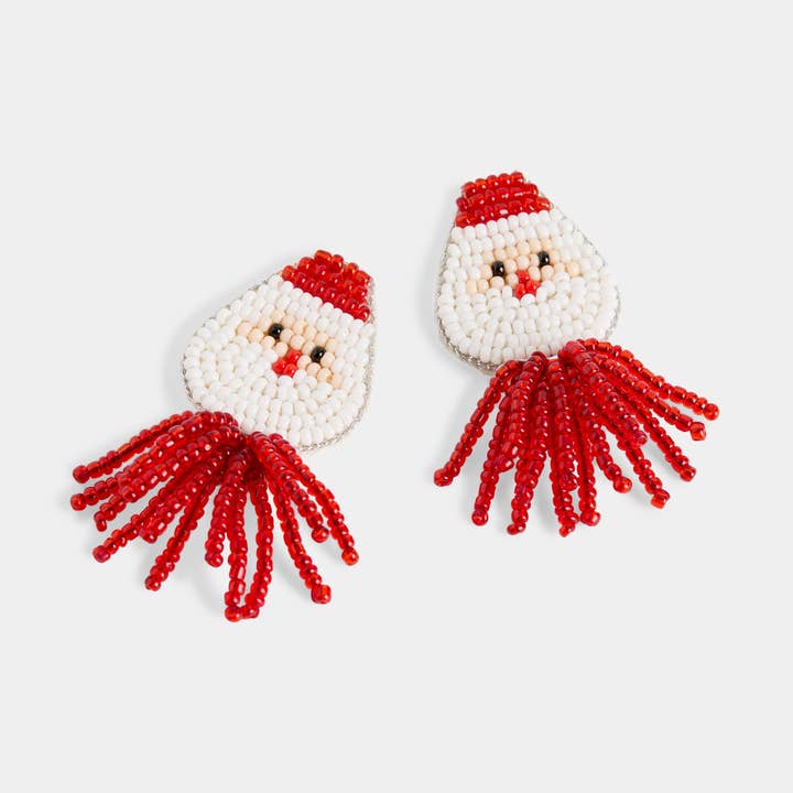 Red Beaded Clause Earring - Christmas for wholesale on Faire0