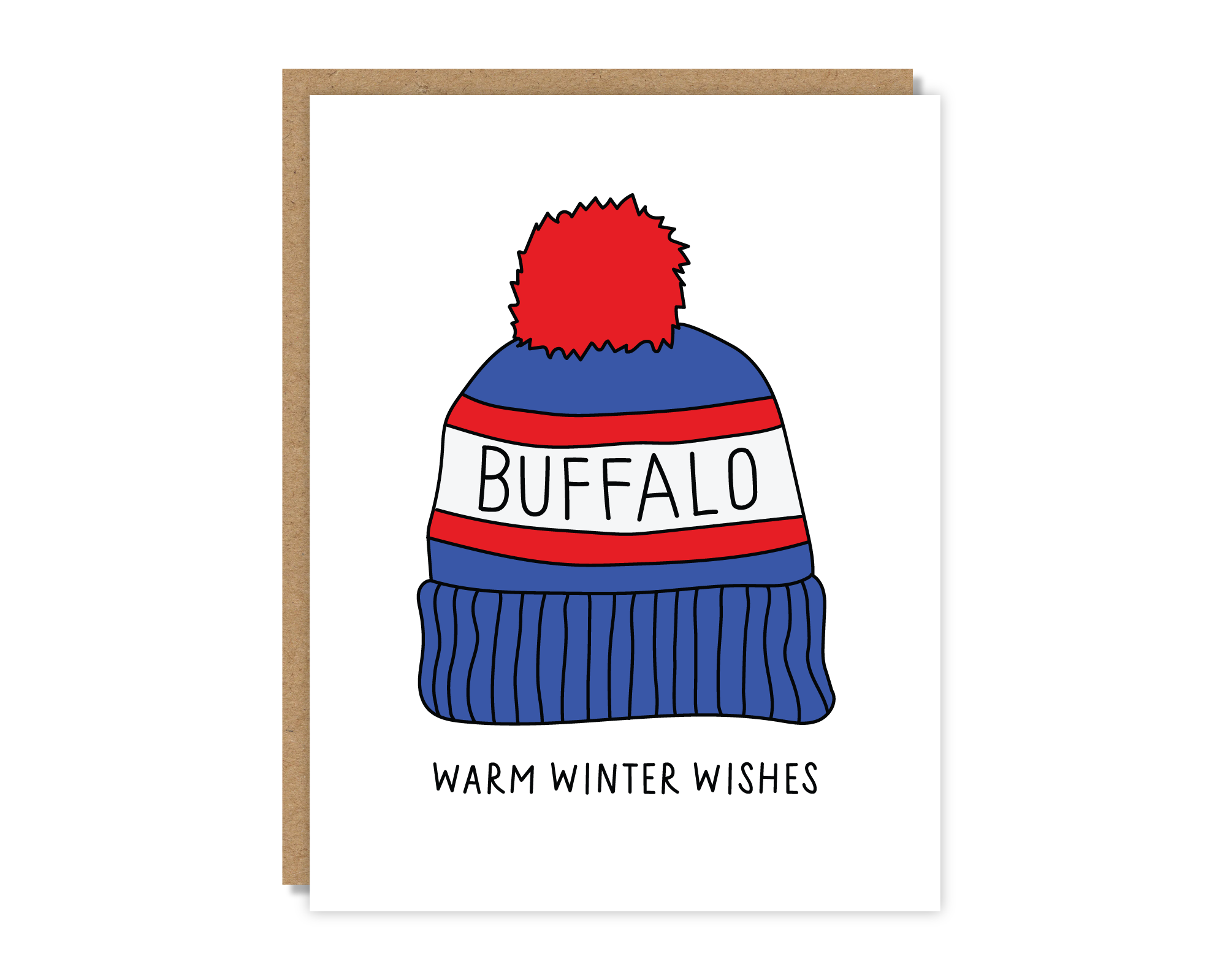Tiny Buffalo Designs Co. - Wholesale Season's Greetings Card - Warm Winter Wishes Buffalo Hat Card0