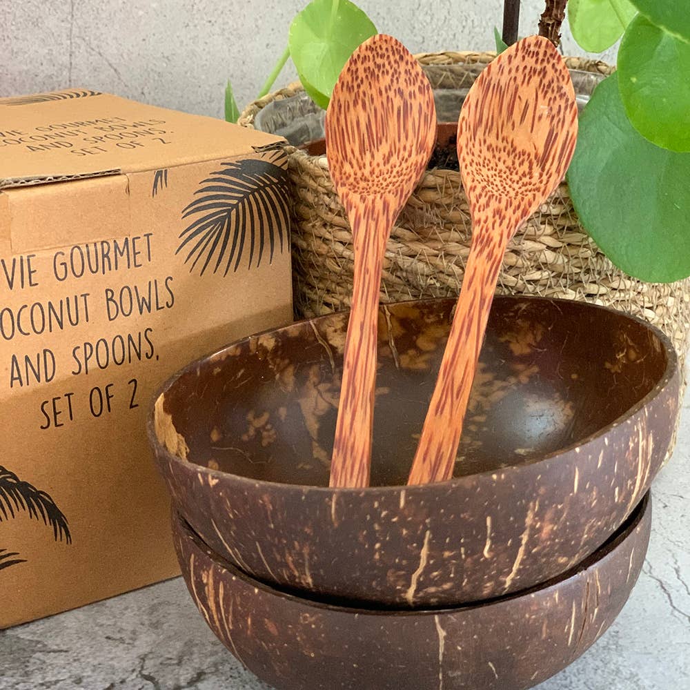 VIE - Vendita all'ingrosso Insalatiera - Set Premium di 2 Ciotole e Cucchiai in Noce di Cocco Sigillati14