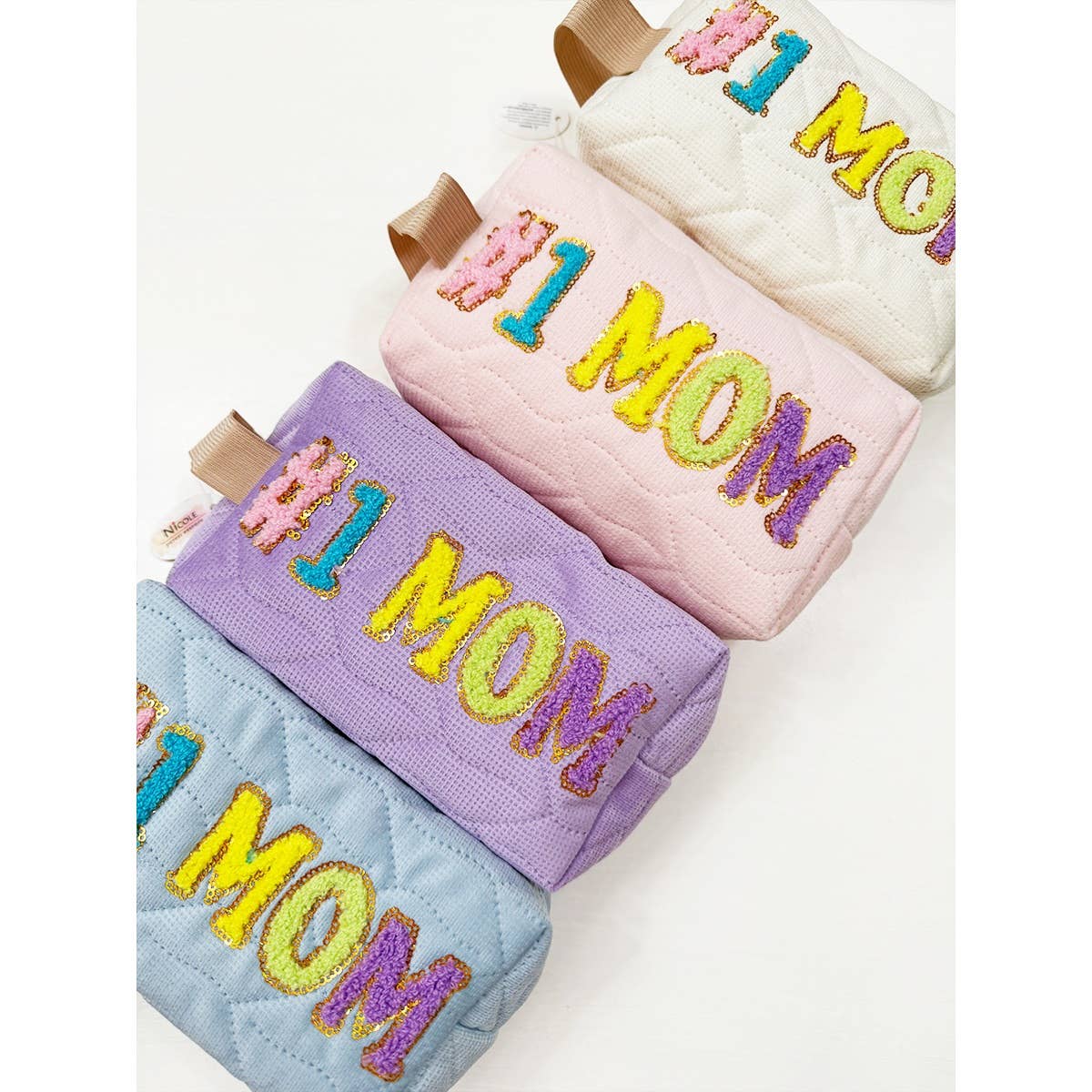 MIX COLOR LOVE MOM Soft Tone Light Weight Cosmetic Bag for wholesale on Faire1