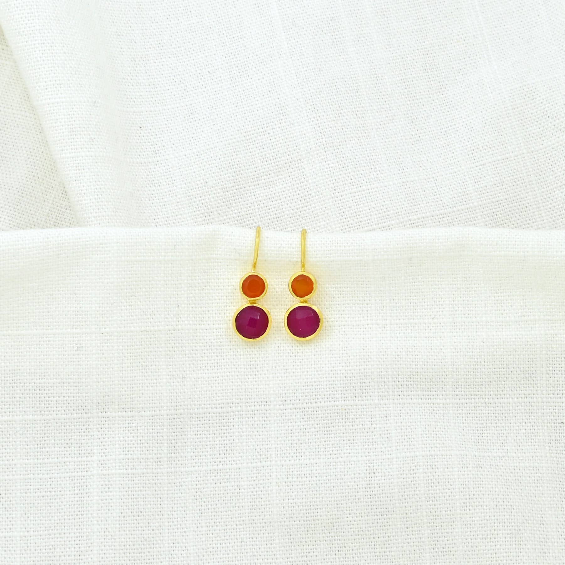 Schmuckoo Berlin - Wholesale Dangle Earrings - Delphine Gold Earring - Pink Jade & Orange Carnelian3