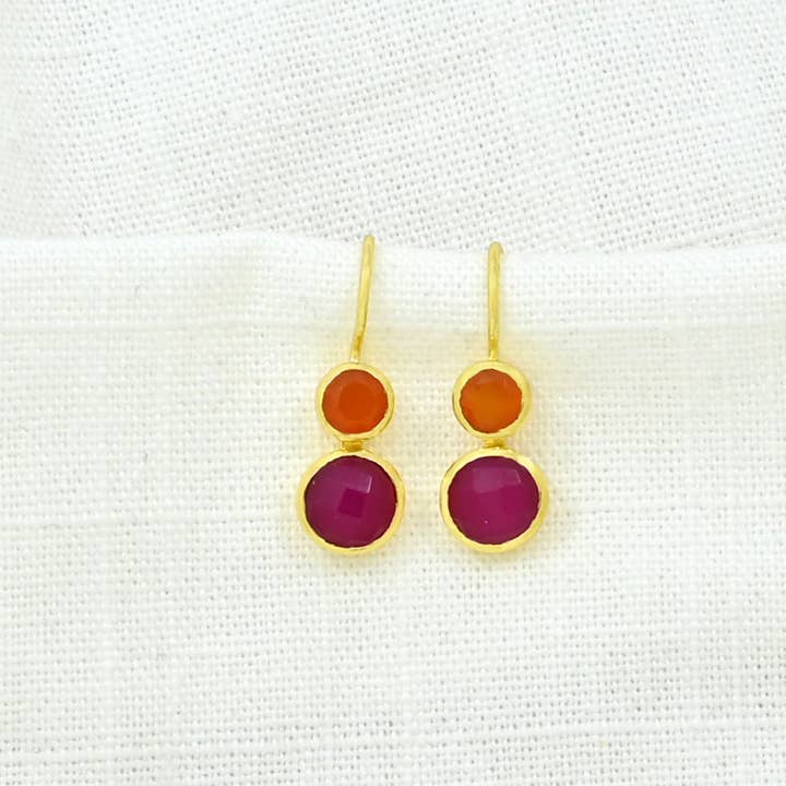 Schmuckoo Berlin - Wholesale Dangle Earrings - Delphine Gold Earring - Pink Jade & Orange Carnelian3