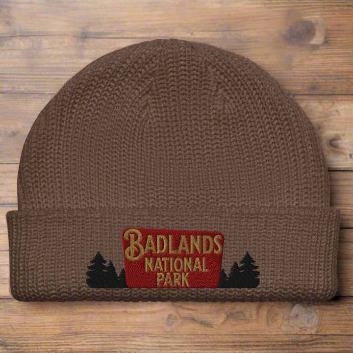 Badlands National Park Wharf Fisherman Style Broderet Beanie for engroshandel hos Parks Apparel