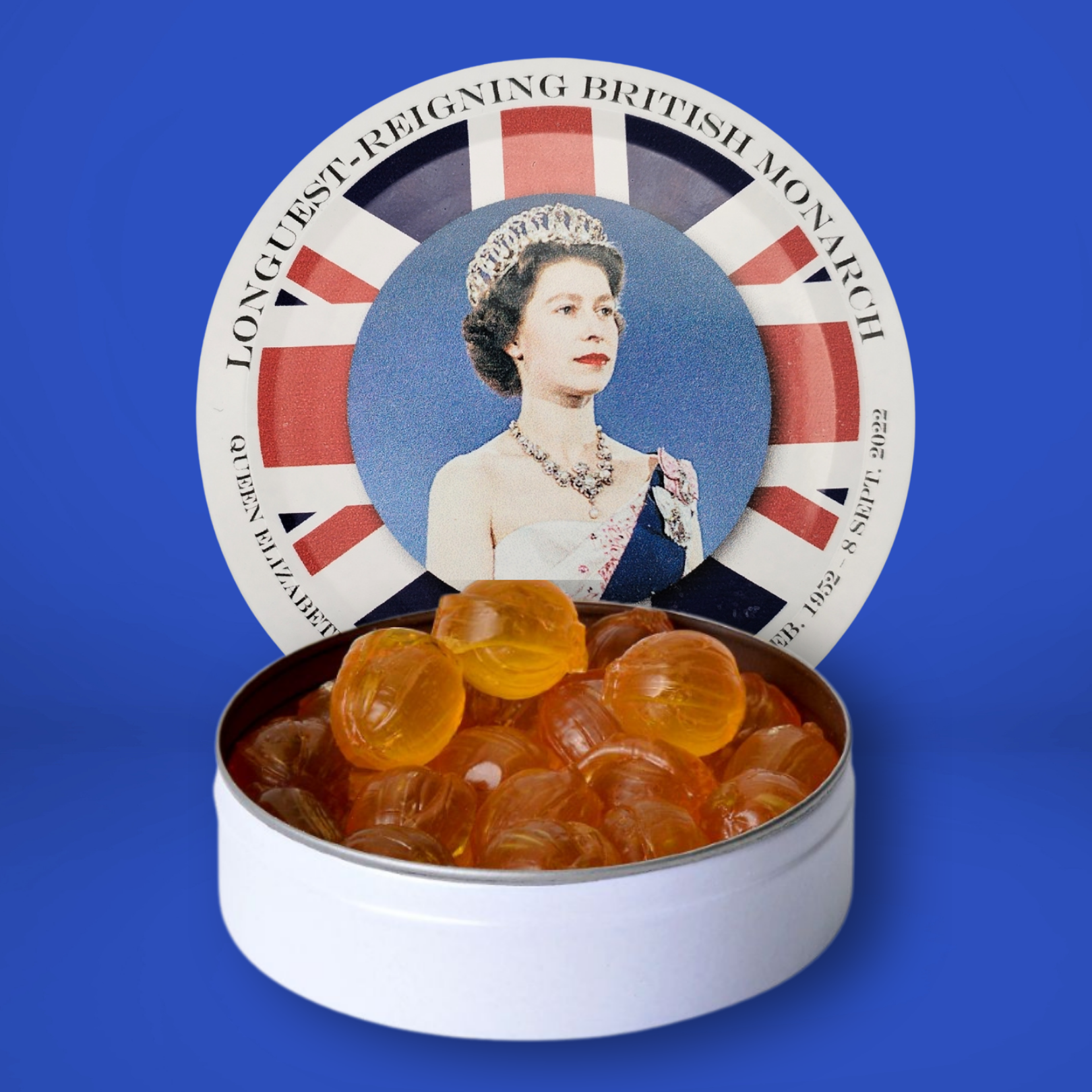 Bonbon USA France - Vente Bonbons durs - Bonbons Naturels au Miel Français - Boîte Drapeau du Royaume-Uni Reine d'Angleterre0
