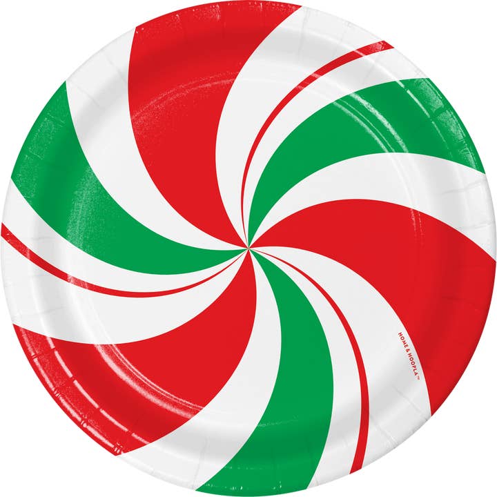 Peppermint Dessert Paper Plates (16 Count) for wholesale by Home & Hoopla
