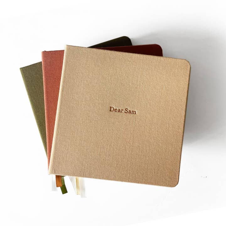 Studio Portmanteau - Wholesale Notebook - Custom Text Foil Embossed Square Linen Notebook, Earth Tones