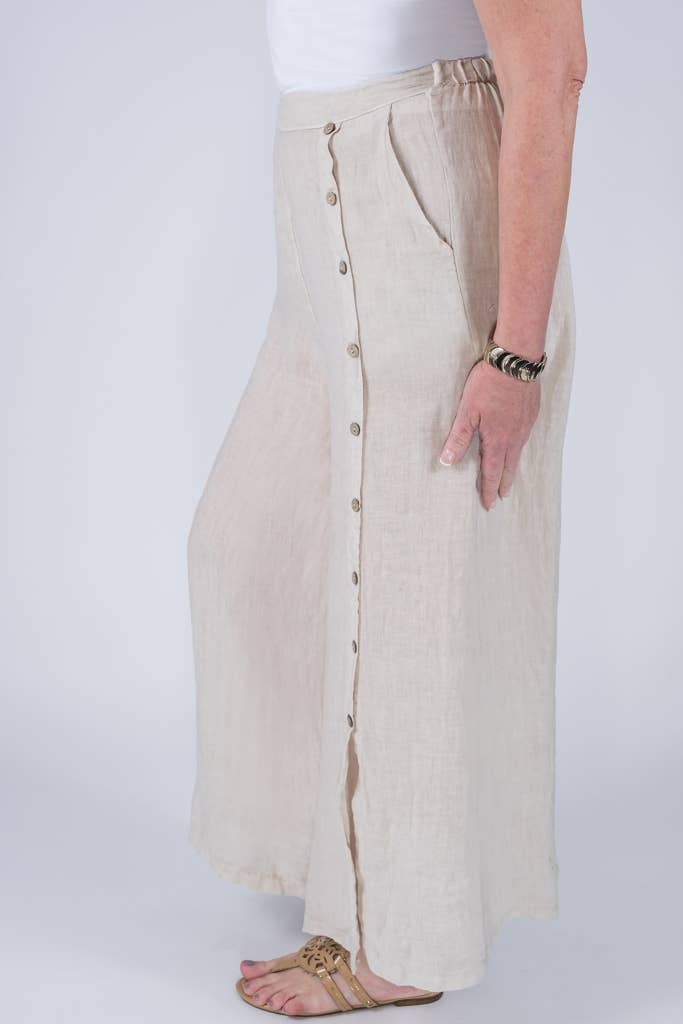 TINA Stephens Italy/Tees By Tina - Vente Pantalon – femme - Pantalon en lin à boutons Gracelynn (PL135)9