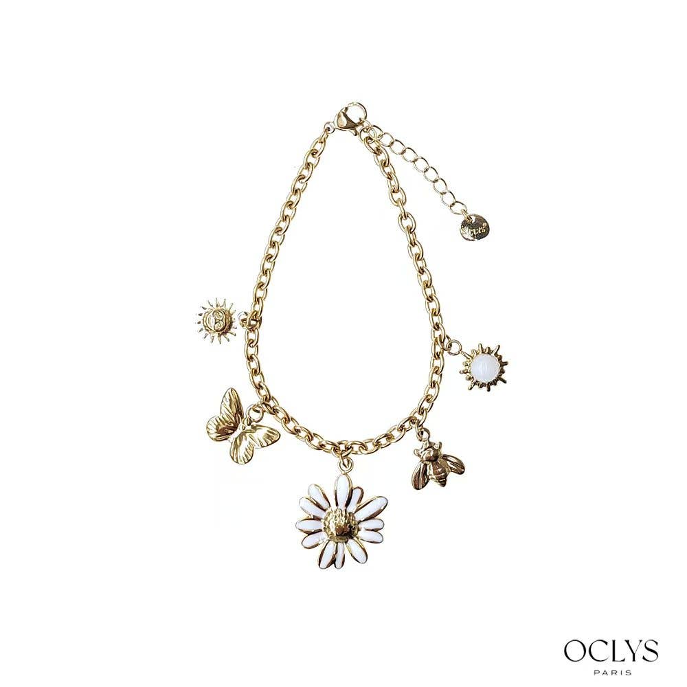Oclys - Wholesale Charm/Dangle Bracelet - Colorful Flower Charm Bracelet Stainless Steel Eve4